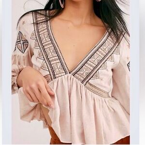 Free People Embroidered shirt